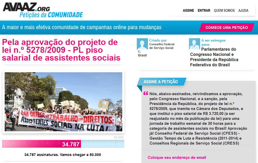 CRESS-PR participa da mobilização contra a aprovação do PL 3.418