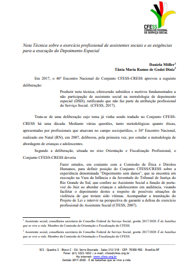 Exercício profissional de assistentes sociais e as exigências para a execução do Depoimento Especial