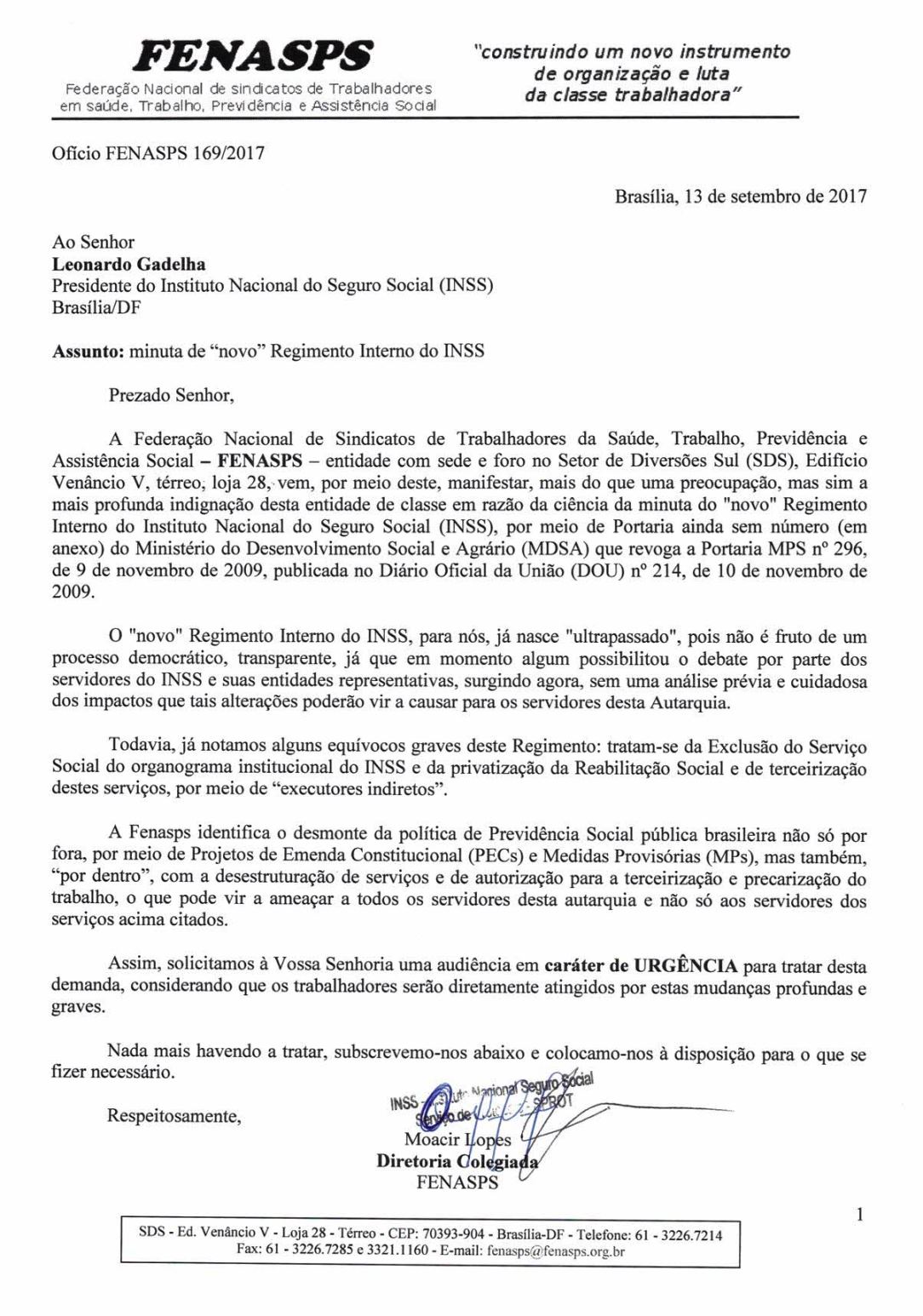 Nota FENASP