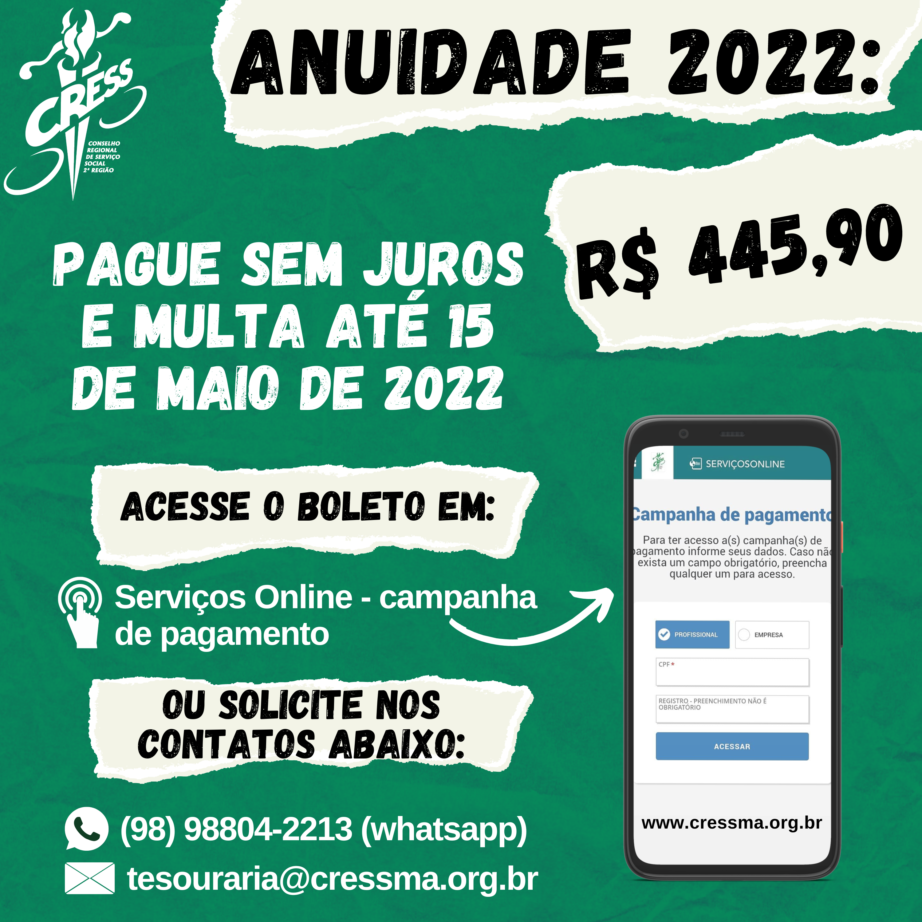 Anuidade 2022 - sem juros e multa