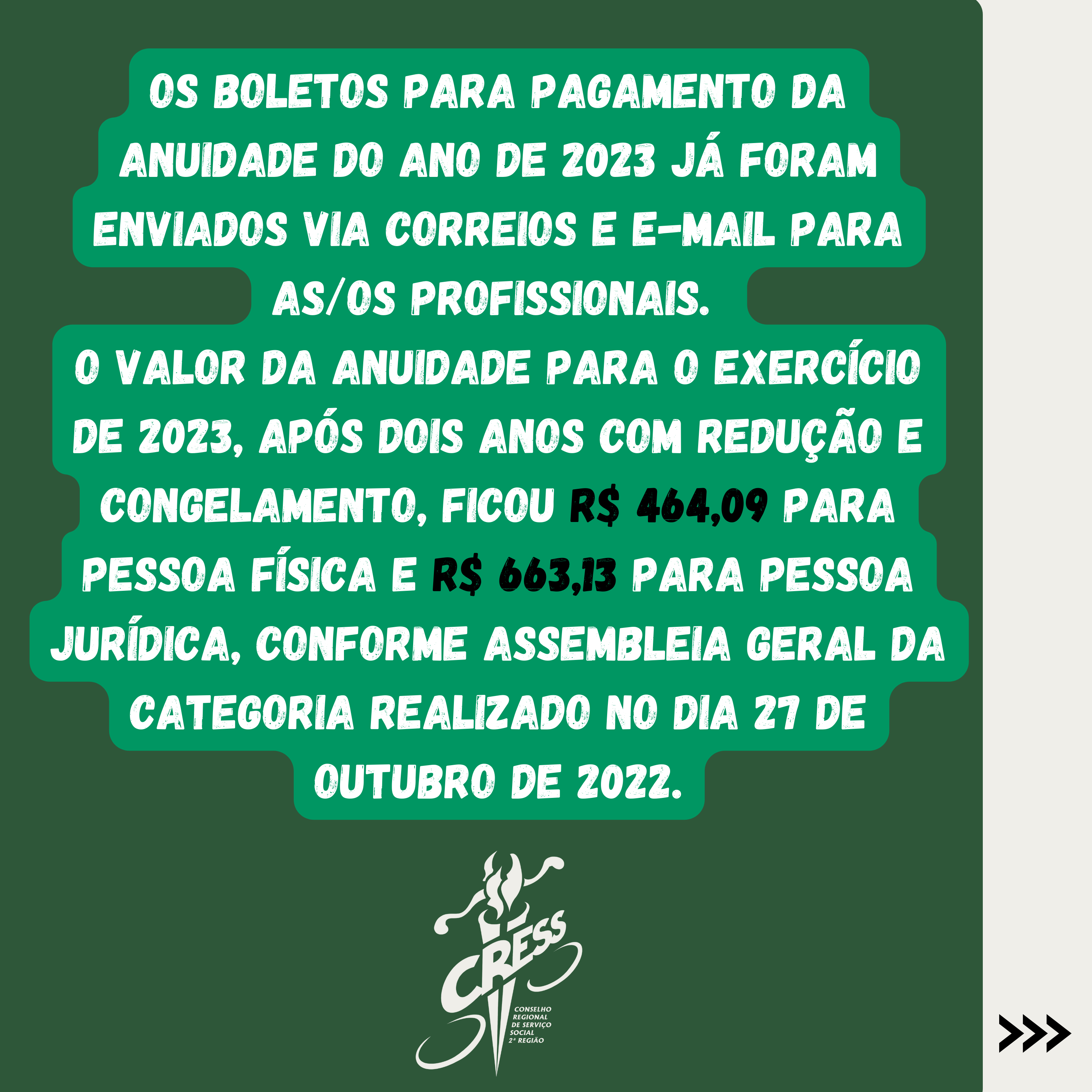 ANUIDADE 2023: boletos já disponíveis!