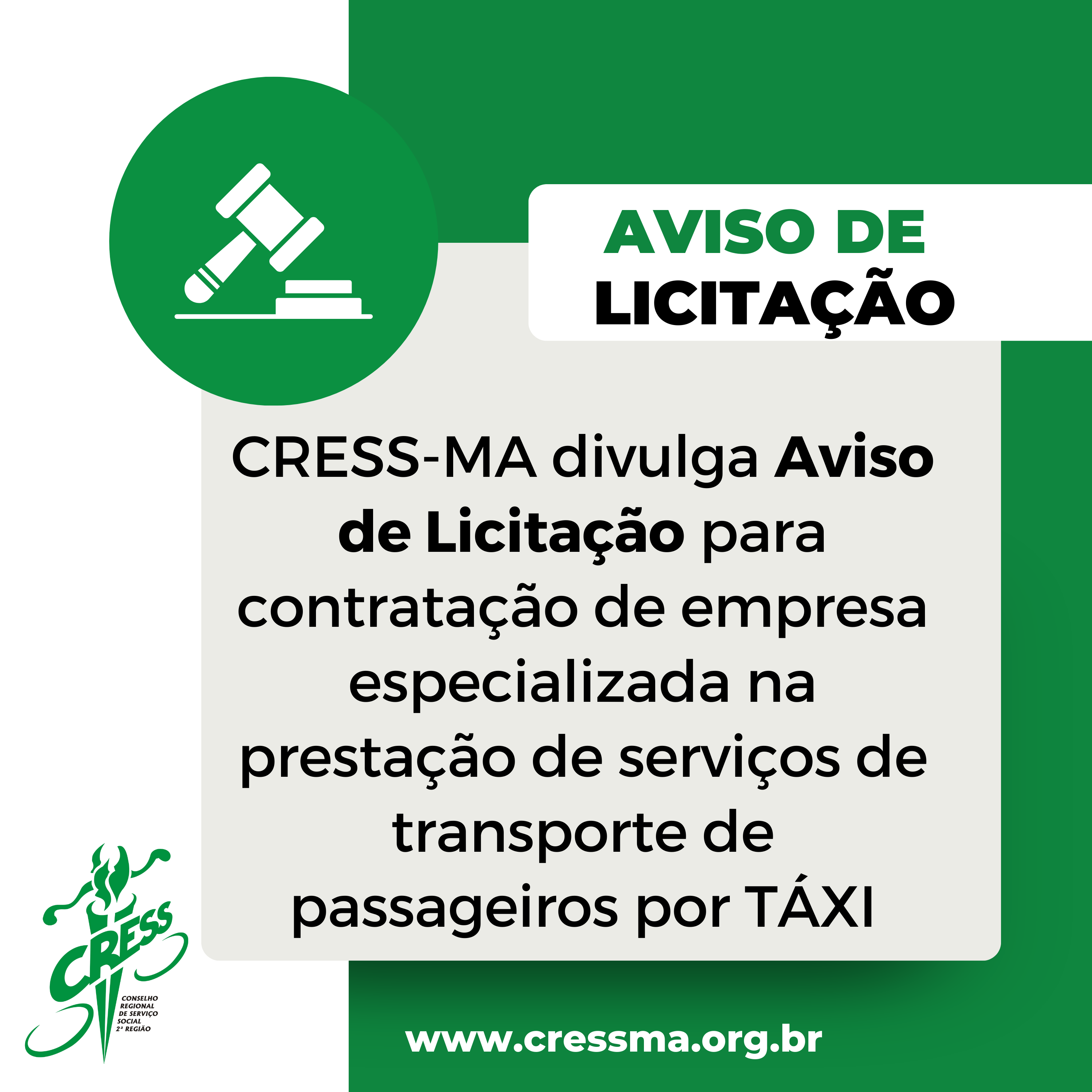 AVISO LICITAÇÃO TÁXI