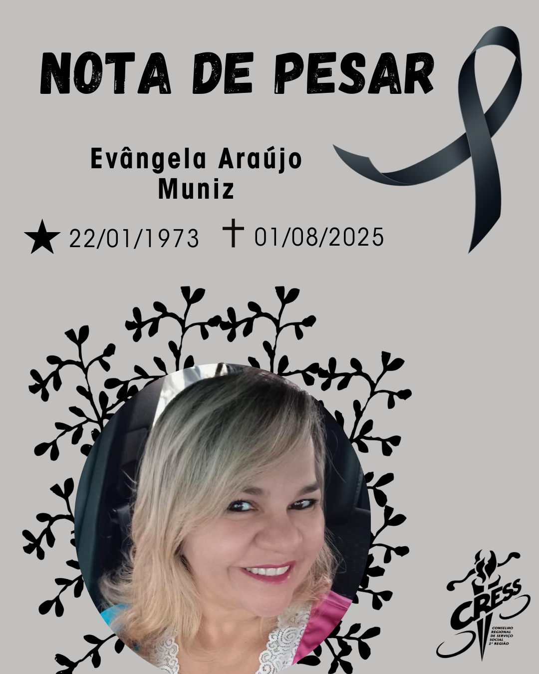 Nota de pesar - Evângela Araújo Muniz