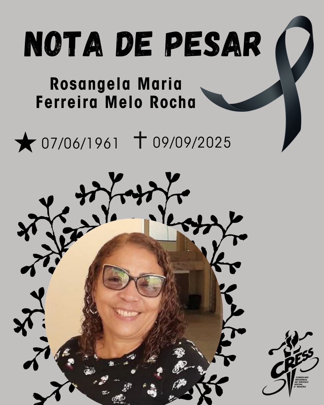 Nota de pesar - Rosangela Maria Ferreita