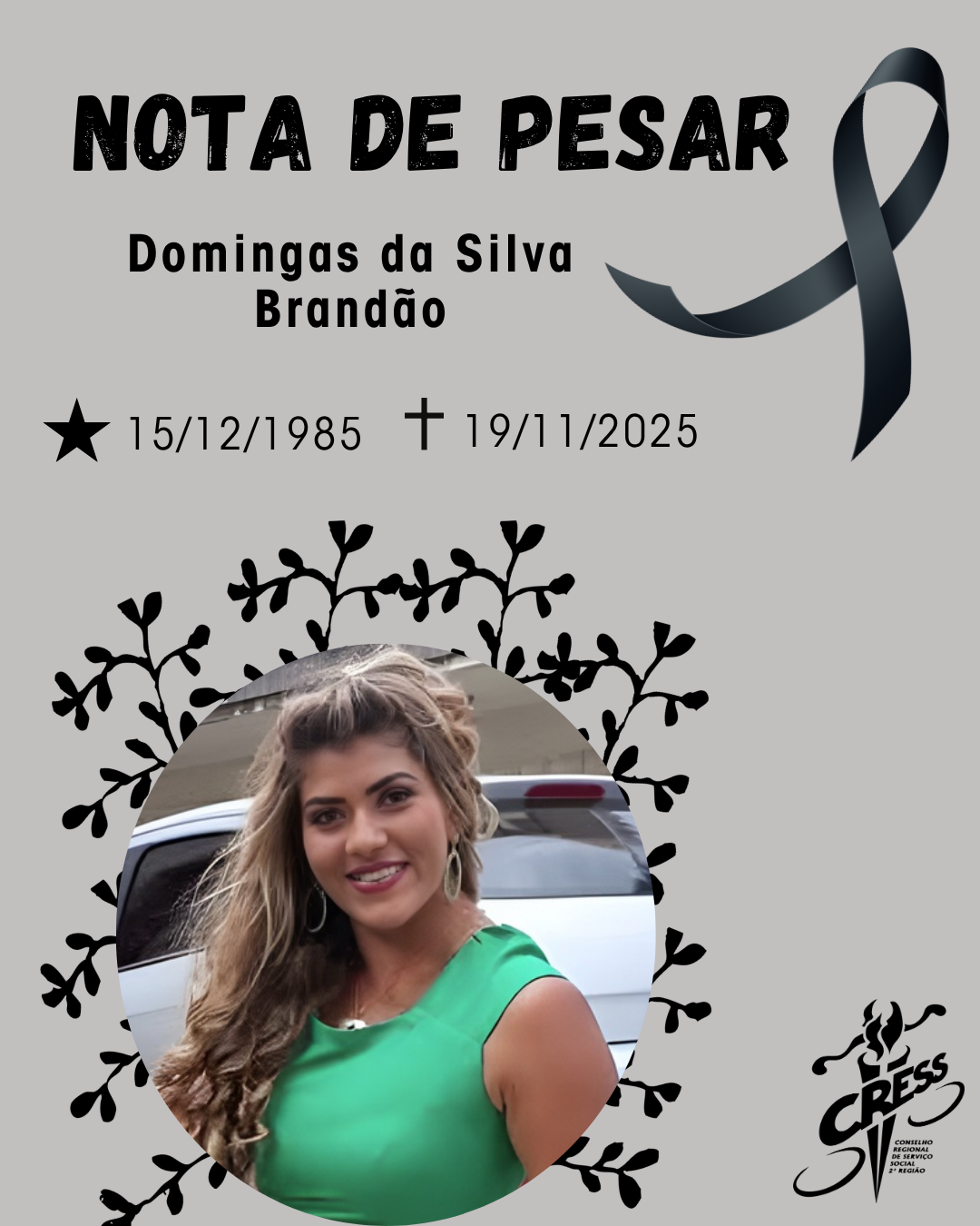 Nota de pesar - Domingas da Silva Brandão