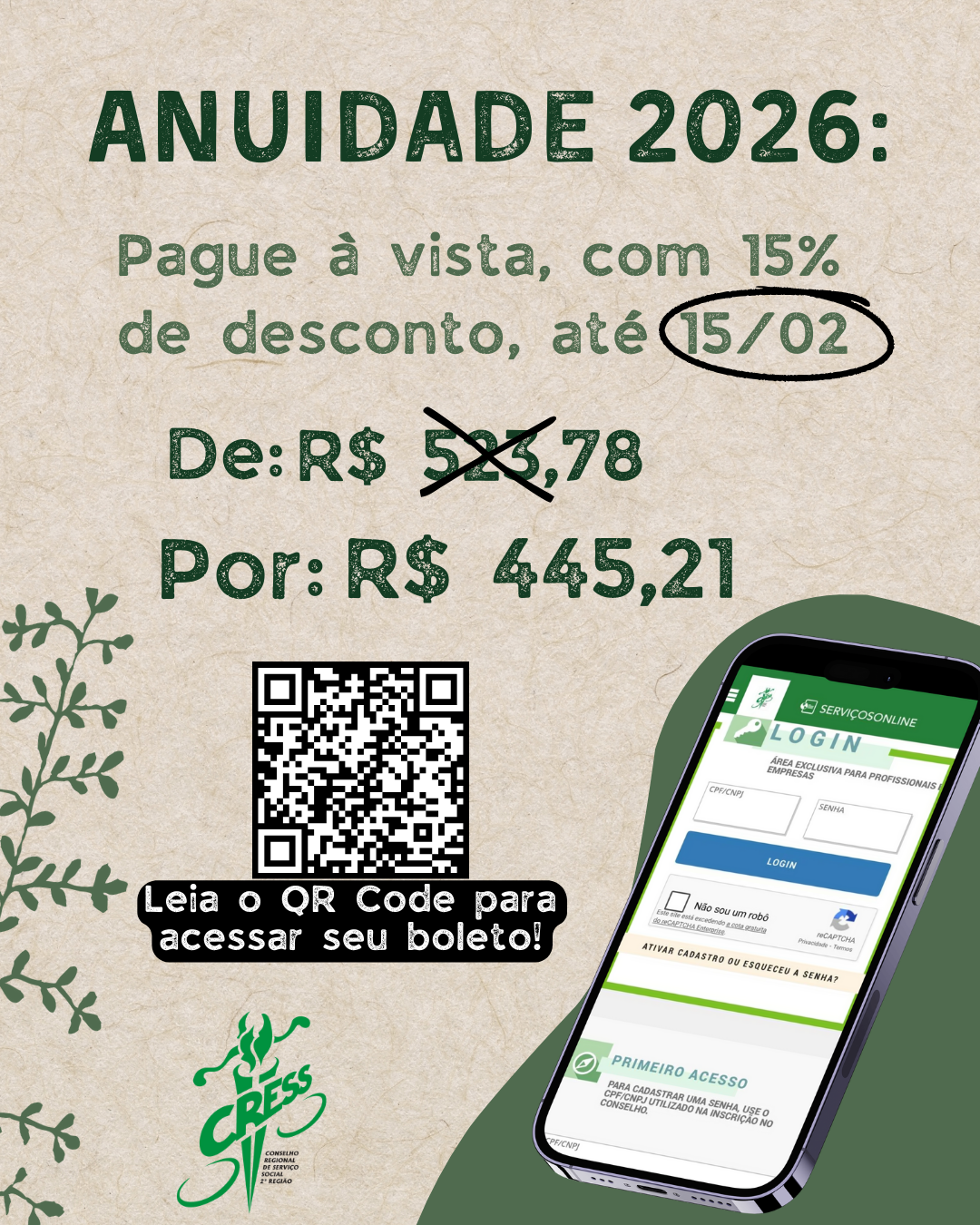 ANUIDADE 2026- desconto 15%