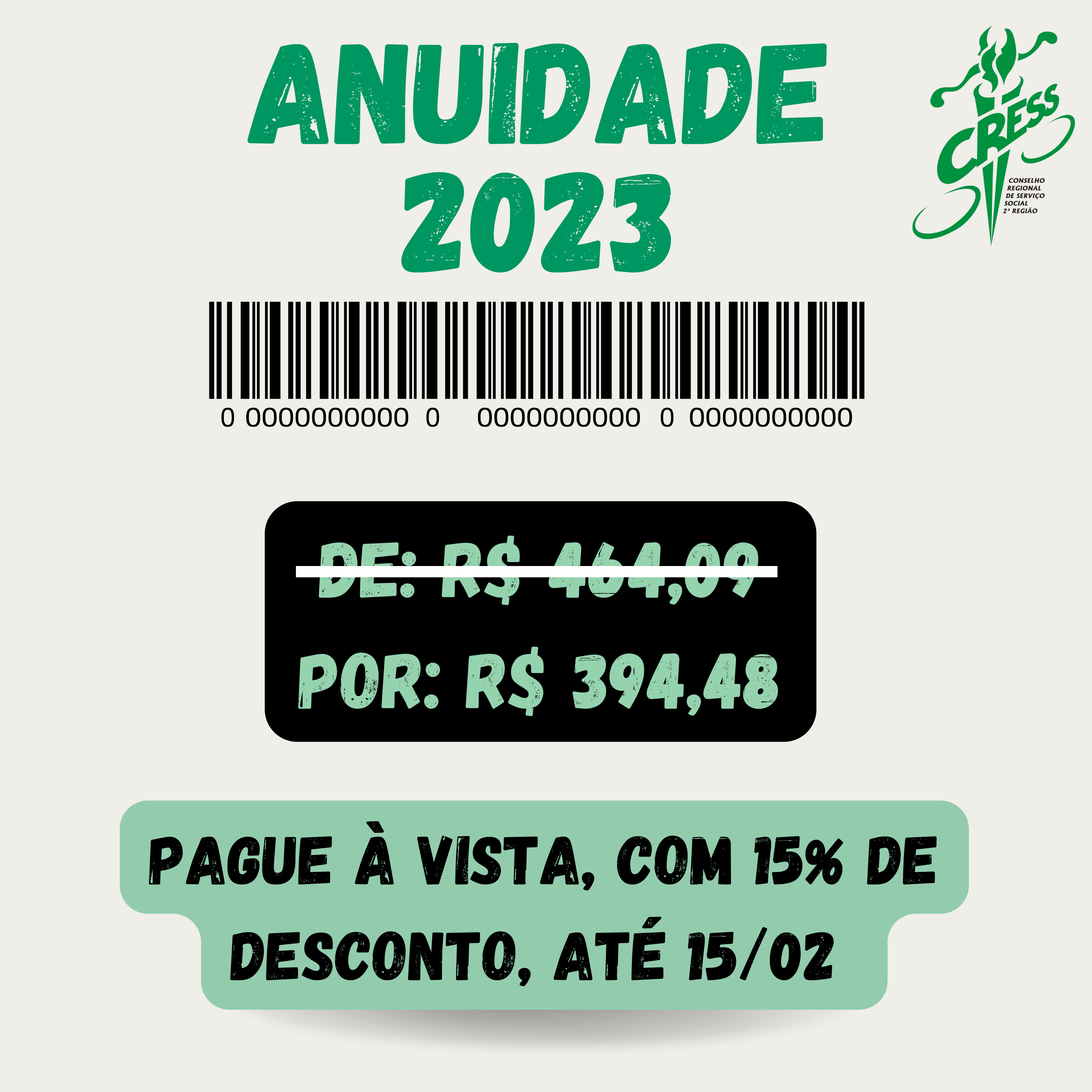 ANUIDADE 2023 desconto 15%