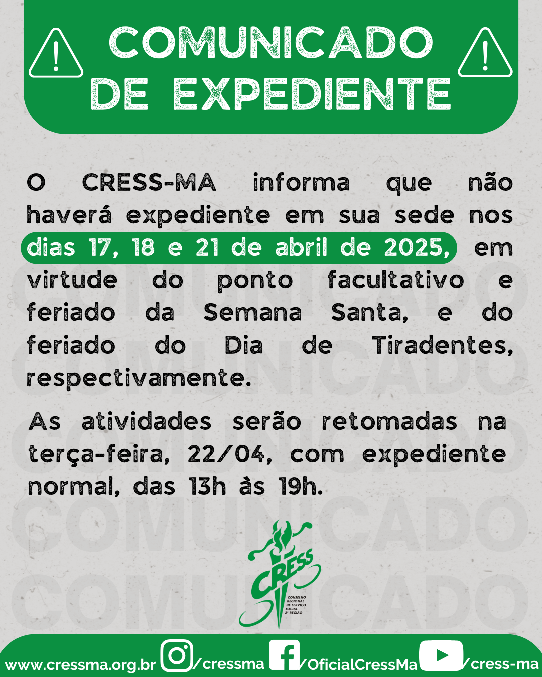 COMUNICADO 2025 - SEMANA SANTA