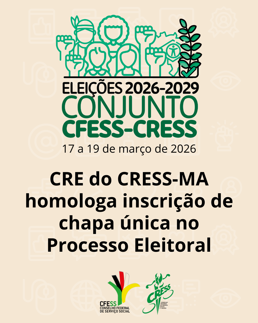 Eleições CFESS-CRESS - homologação de chapa única