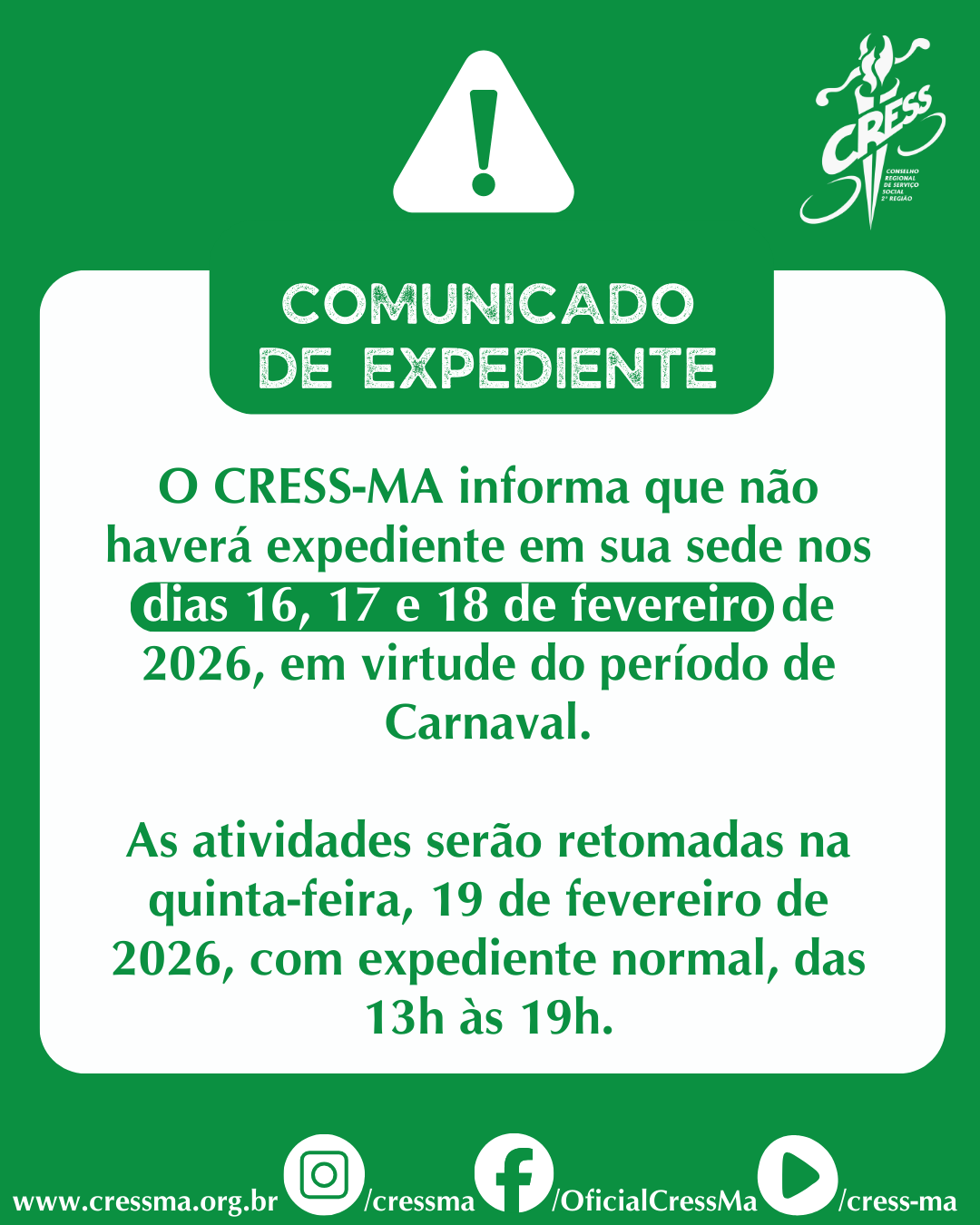 Comunicado de expediente carnaval