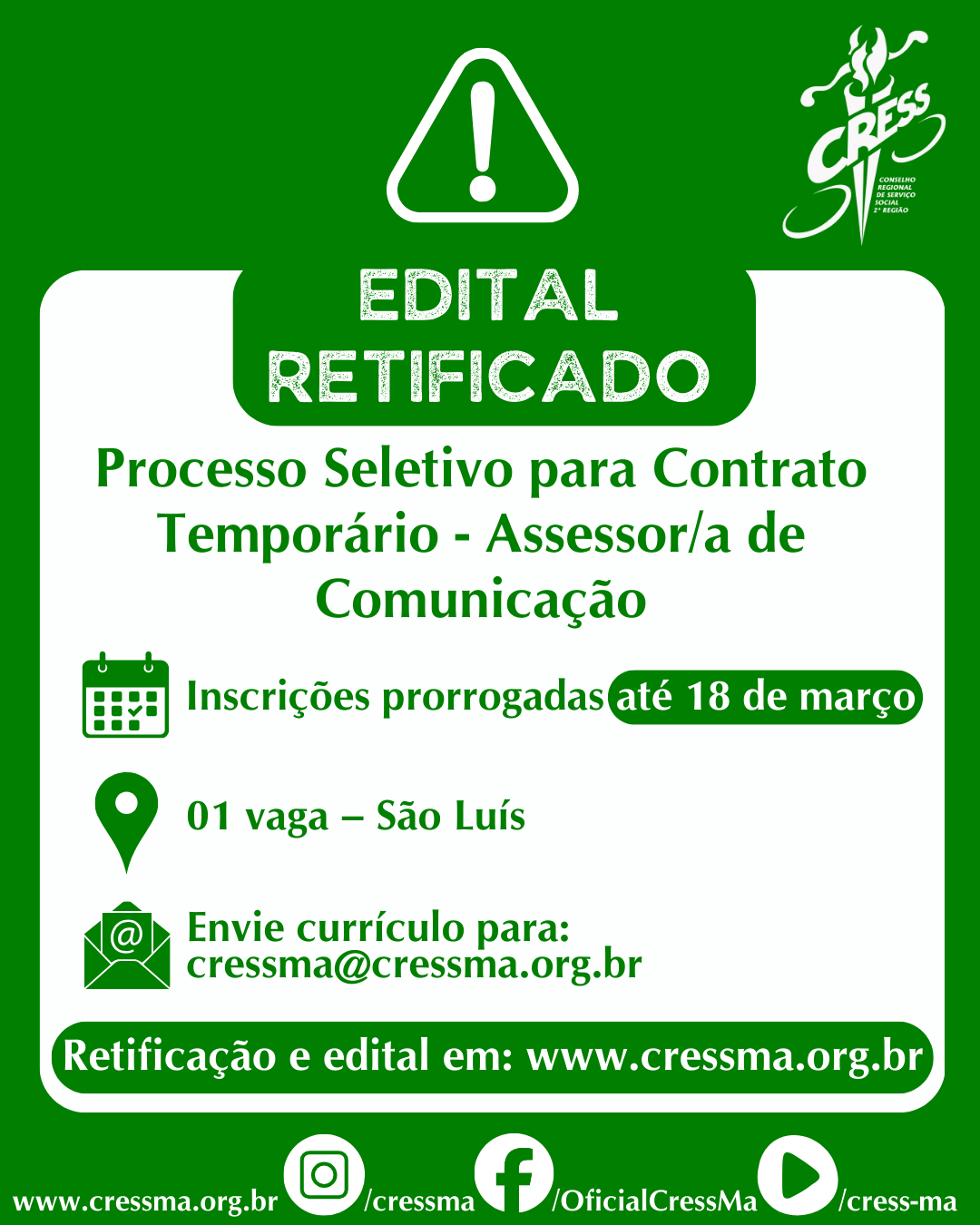 Retificação do edital
